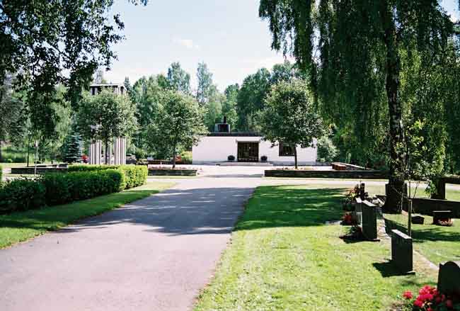 Trons kapell, exteriört, kyrkogården och östra fasaden.