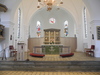 Lomma kyrka, kor och altaruppsats samt bakomliggande sakristia.