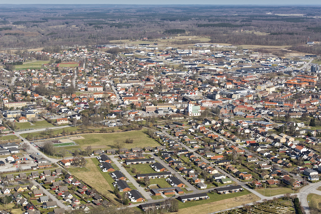 Flygbild över Hörby från söder