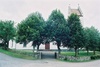Öxabäcks kyrka med omgivande kyrkogård, från N.