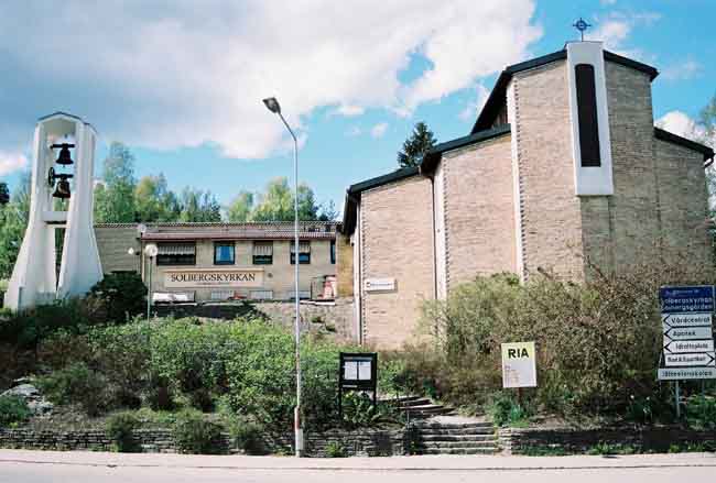 Solbergskyrkan, exteriört, fasaden mot sydost.