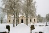 Björkallé upp till Fänneslunda-Grovare kyrka från söder. Neg.nr. B963_007:18. JPG. 