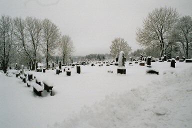 Södra delen av Hällstads kyrkogård. Neg.nr. B963_006:11. 
