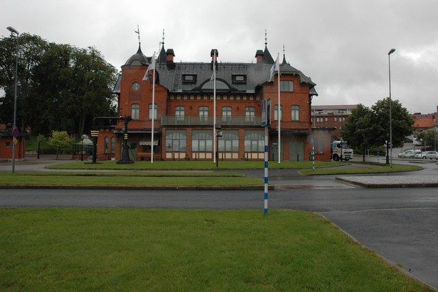 Ulricehamns fd järnvägsstation. Fasad mot fd spårområdet.