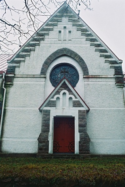 Västportal i Kalvs kyrka, numera igensatt från insidan, från V.
