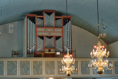 Lena kyrka, orgelläktare. Neg.nr. B961_043:15. JPG.