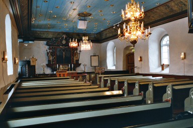 Interiör av Kvinnestads kyrka. Neg.nr. B961_056:20. JPG.