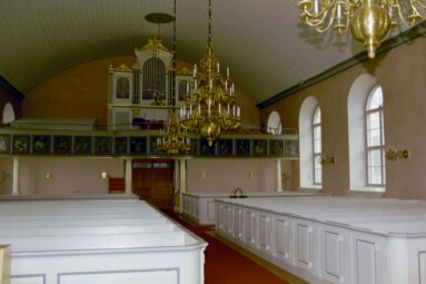 Orgelläktaren i Rångedala kyrka.