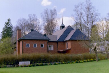 Gånghesters kyrka, uppförd 1955 efter ritningar av Nils Sörensen. Neg.nr. B959_017:22. JPG. 