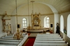 Interiören i Äspereds kyrka sedd från läktaren.