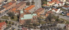 Flygbild över Hässleholms kyrka, tagen från söder.