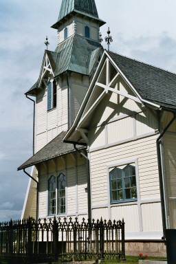 Detalj av södra fasaden på Naums kyrka. Neg.nr. 04/135:07. JPG. 