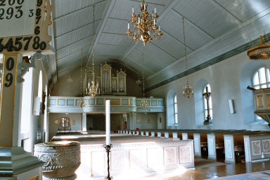 Interiör av Tråvads kyrka. Neg.nr. 04/117:23. JPG.