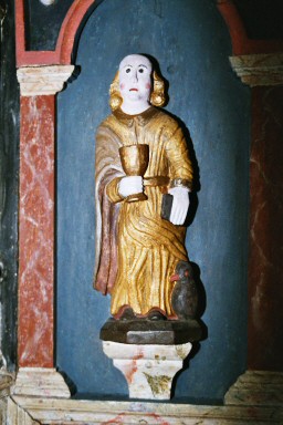 Predikstolsskulptur i Stora Mellby kyrka. Neg.nr. B961_003:12. JPG.