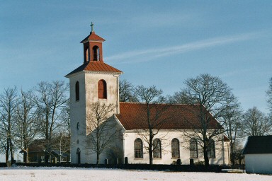 Exteriör av Ödenäs kyrka, uppförd 1840 i empire av F W Scholander. Neg.nr. B961_072:12. JPG. 