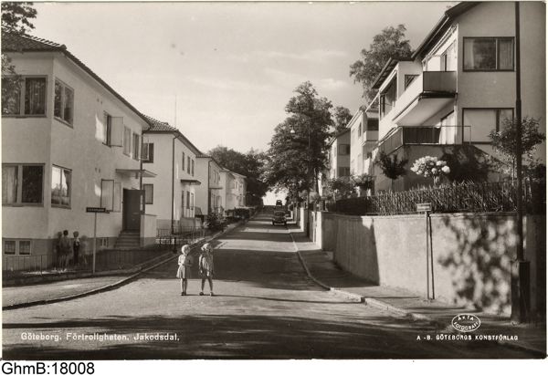 Förtroligheten i Jakobsdal, vykort från A-B Göteborgs Konstförlag ca 1940-43. 