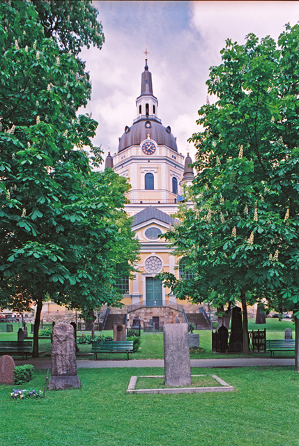 Katarina kyrka, exteriör från söder med Karl XII:s trappa.
