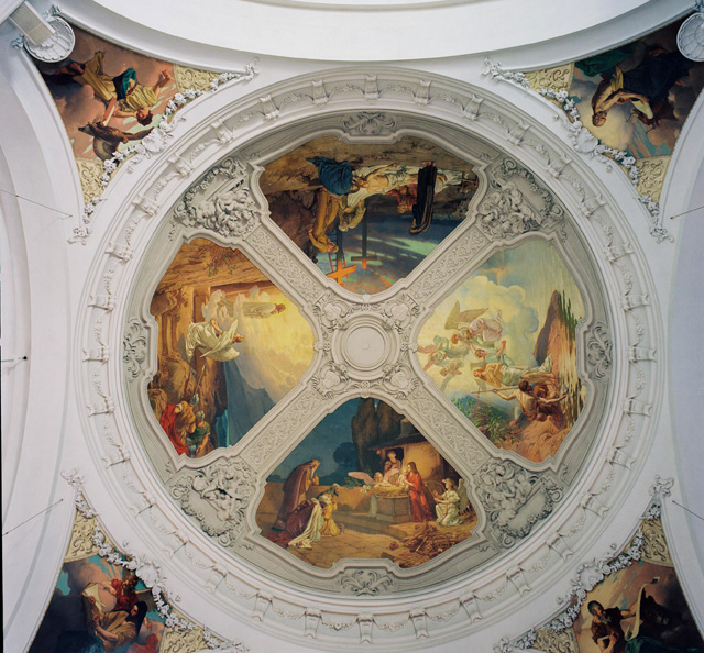 Adolf Fredriks kyrka, kupolen med målningar av Julius Kronberg. 