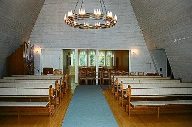 Kyrkorummet i Överlida kyrka sett från väster mot koret i öster, från V.